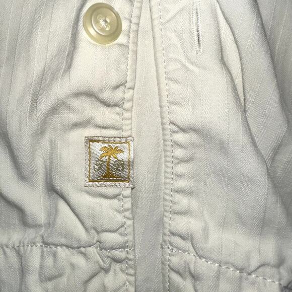 Tommy Bahama Shirt Mens Large Cream Striped Silk Button Up Hawaiian Relax - Picture 6 of 11